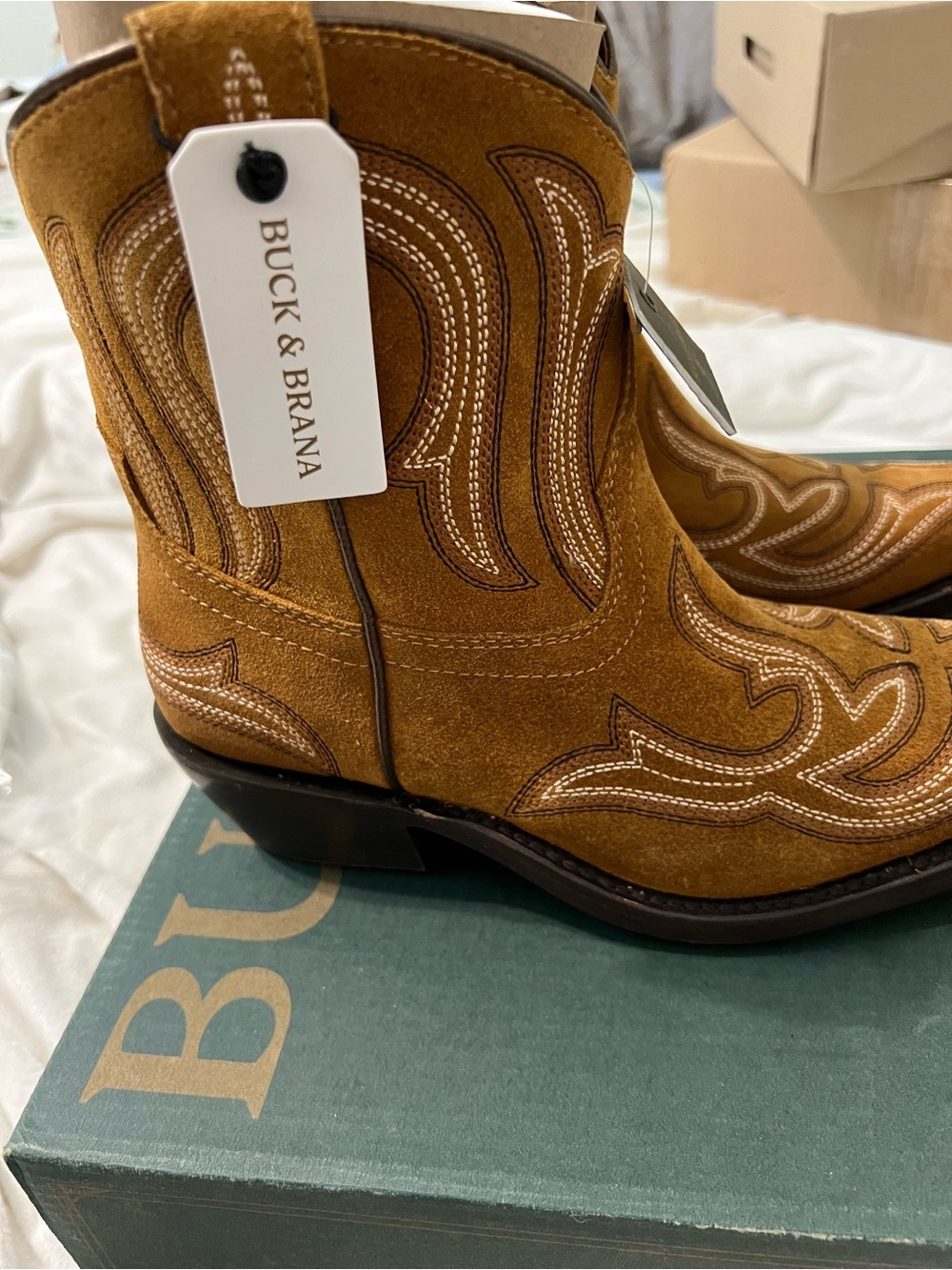 Buck & Brana Women’s Harper Old Gold Western Ankle Booties Size 8.5 - Picture 3 of 10